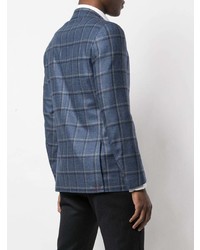 Blazer à carreaux bleu Isaia