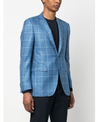 Blazer à carreaux bleu Canali