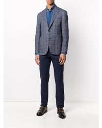 Blazer à carreaux bleu Canali