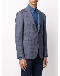 Blazer à carreaux bleu Canali