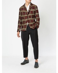 Blazer à carreaux bordeaux Uma Wang