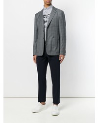 Blazer à carreaux gris Prada