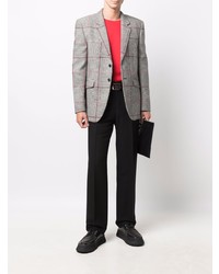 Blazer à carreaux gris Saint Laurent