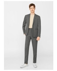 Blazer à carreaux gris Mango