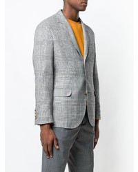 Blazer à carreaux gris Brunello Cucinelli