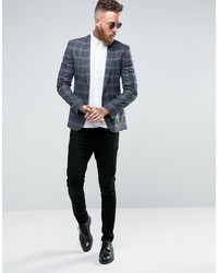 Blazer à carreaux gris Asos