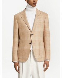 Blazer à carreaux marron clair Zegna