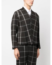 Blazer à carreaux marron foncé Homme Plissé Issey Miyake