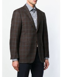 Blazer à carreaux marron foncé Canali