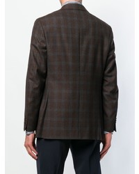 Blazer à carreaux marron foncé Canali