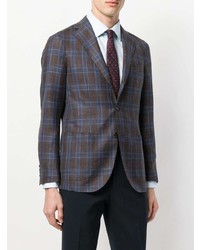 Blazer à carreaux marron foncé Barba