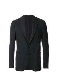 Blazer à carreaux marron foncé Lardini