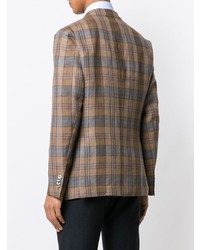 Blazer à carreaux marron Boglioli