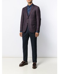 Blazer à carreaux pourpre foncé Ermenegildo Zegna