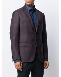 Blazer à carreaux pourpre foncé Ermenegildo Zegna