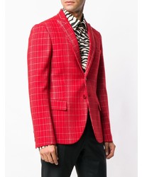 Blazer à carreaux rouge Bottega Veneta