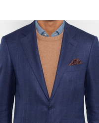 Blazer à chevrons bleu marine Canali