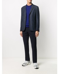 Blazer à chevrons bleu marine Z Zegna