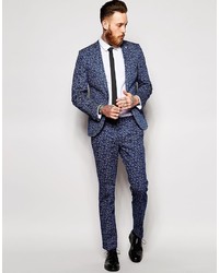 Blazer à fleurs bleu marine