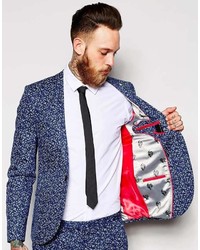 Blazer à fleurs bleu marine