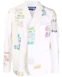 Blazer à patchwork blanc