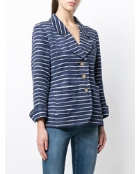 Blazer à rayures horizontales bleu marine et blanc Yves Saint Laurent Vintage