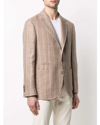 Blazer à rayures verticales beige Brunello Cucinelli