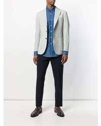 Blazer à rayures verticales bleu clair Doppiaa