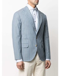 Blazer à rayures verticales bleu clair Brunello Cucinelli