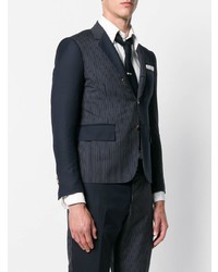 Blazer à rayures verticales bleu marine Thom Browne