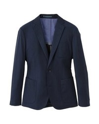Blazer à rayures verticales bleu marine Mango