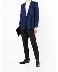 Blazer à rayures verticales bleu marine Saint Laurent