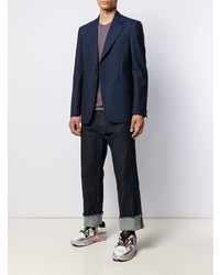 Blazer à rayures verticales bleu marine Maison Margiela