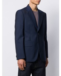 Blazer à rayures verticales bleu marine Maison Margiela