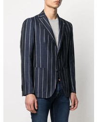 Blazer à rayures verticales bleu marine Tagliatore