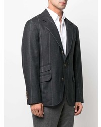 Blazer à rayures verticales gris foncé Brunello Cucinelli