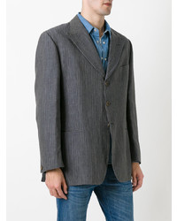 Blazer à rayures verticales gris foncé Romeo Gigli Vintage