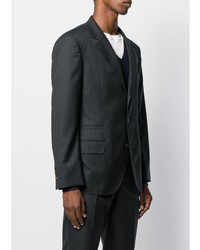 Blazer à rayures verticales gris foncé Brunello Cucinelli