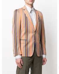 Blazer à rayures verticales marron clair Walter Van Beirendonck Pre-Owned