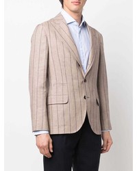 Blazer à rayures verticales marron clair Brunello Cucinelli