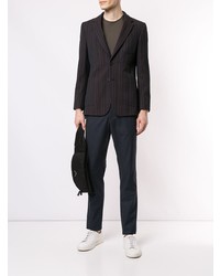 Blazer à rayures verticales marron foncé Cerruti 1881