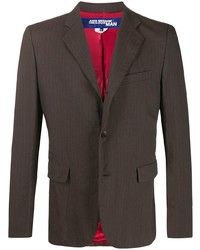 Blazer à rayures verticales marron foncé Junya Watanabe