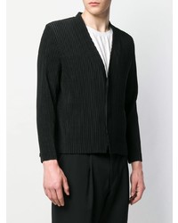 Blazer à rayures verticales noir Pleats Please By Issey Miyake