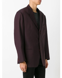 Blazer à rayures verticales pourpre foncé Romeo Gigli Vintage