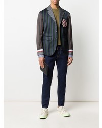 Blazer à rayures verticales vert foncé DSQUARED2