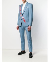 Blazer brodé bleu clair Alexander McQueen