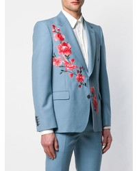 Blazer brodé bleu clair Alexander McQueen