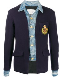 Blazer brodé bleu marine Greg Lauren