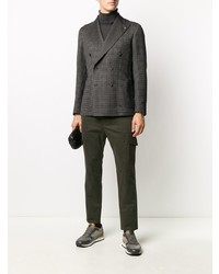 Blazer croisé à carreaux gris foncé Tagliatore