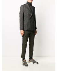 Blazer croisé à carreaux gris foncé Tagliatore